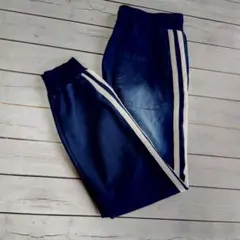 ダークブルー サイドストライプ スウェットパンツ