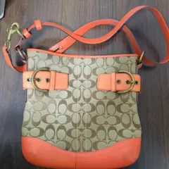 Coach ショルダーバッグ オレンジ ベージュ 中型