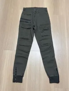 【GLOWKICK’S】ライダース風 裾ファスナー付リブカーゴパンツ