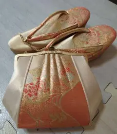 草履　バッグ　セット 和装　小物 金色 花柄 振袖 訪問着 フォーマル　成人式