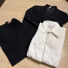 子供　110〜120 ストライプ黒スーツ、シャツセット