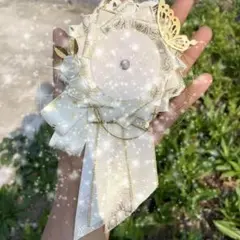 【新品未使用♡】 ⑪ホワイト 痛ロゼット ロゼット 蝶 花 缶バッジ 推し活