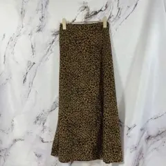 【ユヌマンション】レオパード柄 ロングスカート ウエストゴム仕様 Fのサムネイル