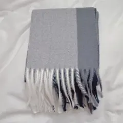 グレー ホワイト ストライプ マフラー