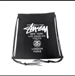 STUSSY ブラック ドローストリングバッグ