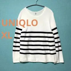 美品✴︎UNIQLO 白黒ボーダー コットンニット XL ゆったり
