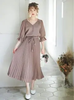 【GRL】リボンベルト付きプリーツワンピース