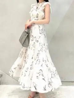 snidel Sustainableプリントプリーツワンピース OWHT