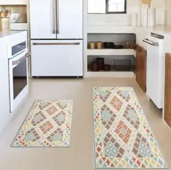 マット 2枚セット A オルテガ 北欧 キッチン 台所 玄関 バス 滑り止め