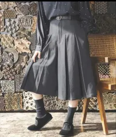 ニコアンド　プリーツロングスカート　グレー