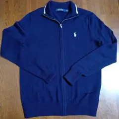 POLO GOLF　ラルクローレン/ ネイビー ジップアップセーター 　M