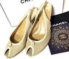 CHANEL シャネル☆カメリア オープントゥ パンプス&バッグ・袋・カード