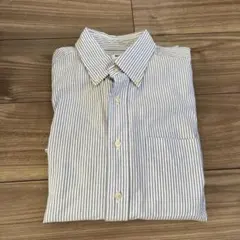 UNIQLO青と白のストライプ ボタンダウンシャツ S