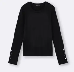 リブニットボタンスリーブプルオーバー