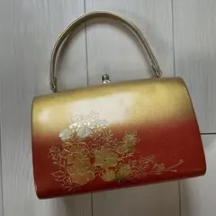 和装用バッグ グラデーション 赤金 花柄