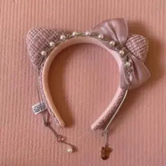 USJ ユニバ キティちゃん2連カチューシャ ピンク ツイード