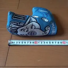 パター用 ヘッドカバー ブルー ゾウ 刺繍