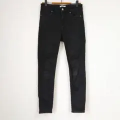 H&M ブラックスキニー デニムパンツ ストレッチ入り 黒 EUR34P