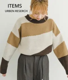 ITEMS アーバンリサーチ　総柄クルーネックニットプルオーバー