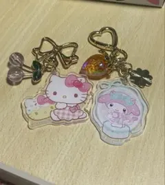 きらきらフルーツチャーム 大粒いちごマイメロ リボン＆小粒さくらんぼキティ