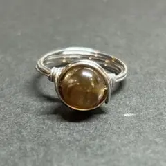 WR640S 天然石 パワーストーン ワイヤーリング キャラメルゴールドマイカ