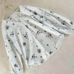 イディット 花柄 ギャザー袖ブラウス ライトブルー M ナチュラルフェミニン