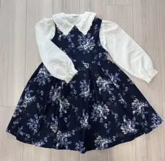 BEBE ネイビーフラワーワンピース