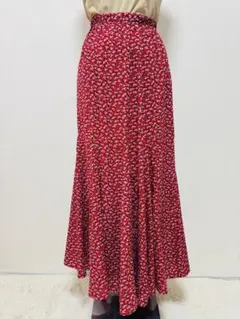 aunt marie's赤い花柄ロングスカート
