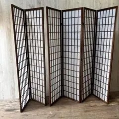 障子スクリーン 木製フレーム パーテーション 衝立 和風 2連+4連 目隠し