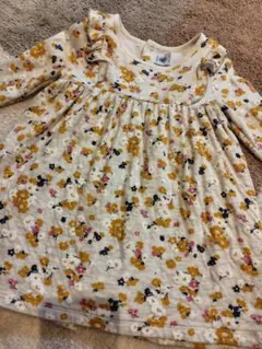 ★新品同様★PETIT BATEAU 花柄長袖ワンピース 80センチ