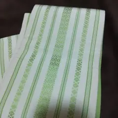 緑ときなりのストライプ 博多織 独鈷柄 半幅帯