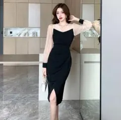 同窓会 ブラック タイトドレス