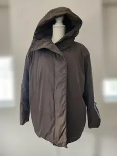 ブラウン ロング ダウンジャケット フード付き