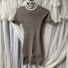 GYDAハイネック半袖ミニニットワンピース