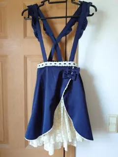 値下げ【axes femme kids】ネイビー フリルスカー レース付き