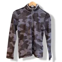 【美品】Kolwin 迷彩柄　長袖ハイネックシャツ　S/グレー・ブラウン