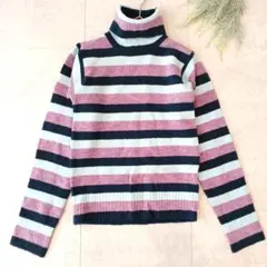 150㎝ BEBE ベベ キッズ セーター ストライプ タートルネック