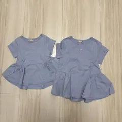 姉妹お揃い　110 130 プティマイン　ライトブルー 半袖シャツ