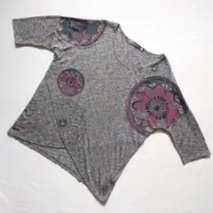デシグアル Desigual 花柄プリント 半袖 カットソー グレー XLのサムネイル