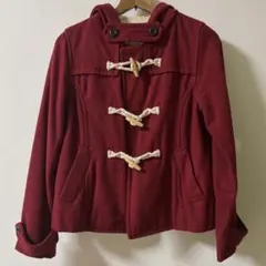 ダッフルコート レディース M アウター レッド 赤色 シンプル ショート丈