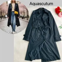 【超軽量】アクアスキュータム★ナイロン トレンチコート ダブル Aライン ロング