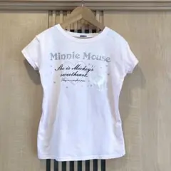ミニーマウス　レース&刺しゅうアップリケ付きTシャツ