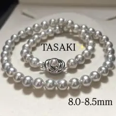 ブルーグレー/大珠✨田崎真珠 あこやパール ネックレス 8.0mm 純正
