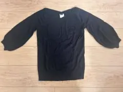 ダブルスタンダードクロージング　Vネック ニット 五分袖　ロゴビーズ刺繍