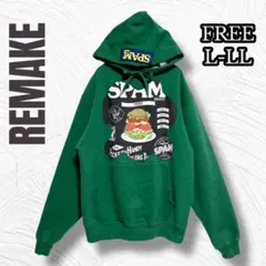 M-L相当 リメイクパーカー 切り抜きドッキング グリーン US古着 r0152