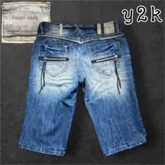 LOLITA JEANS デニムハーフパンツ y2k フェード ジップ ブルーのサムネイル