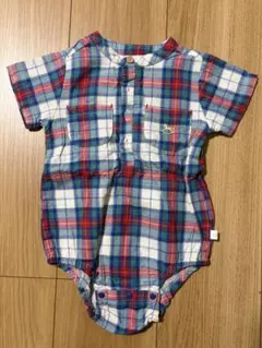 cottoli チェック柄 半袖ロンパース 80cm