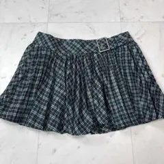 バーバリーブルーレーベル プリーツミニスカート ノバチェック 緑系 サイズ38