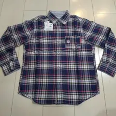 新品　ミキハウス リバーシブル　チェック　ストライプ 長袖シャツ 130cm