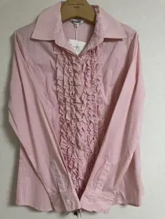 ♥︎ A／C長袖フリルブラウス♡ストライプ柄♡オレンジxホワイト♡新品タグ付きのサムネイル